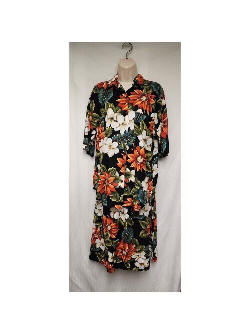 Vintage Michelle Leslie of California 2PC Rayon Tropical Floral Skirt Set Size M - Picture 4 of 11